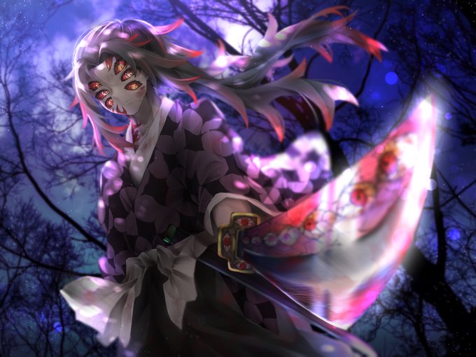 JunさんがTwitterに投稿した黒死牟(鬼滅の刃)のイラスト。