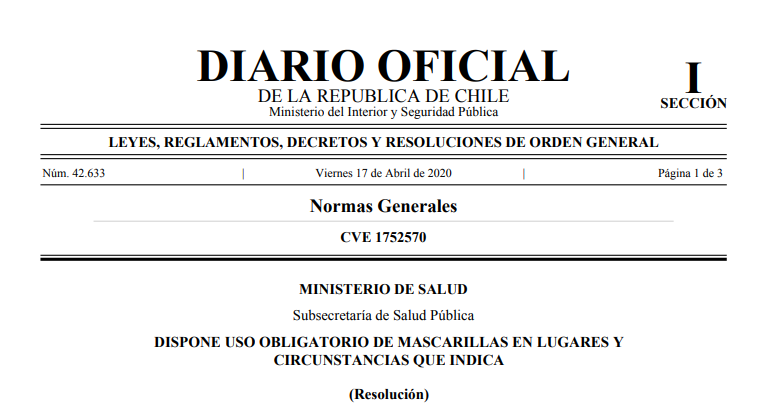 ministeriosalud's tweet photo. Conoce el detalle de la nueva medida que comienza hoy sobre el uso obligatorio de mascarillas, publicado en la edición de este viernes en el @DiarioOficialCL 

Revisa el documento aquí: https://t.co/3XbCSXD1sM https://t.co/jXssb1dQDl