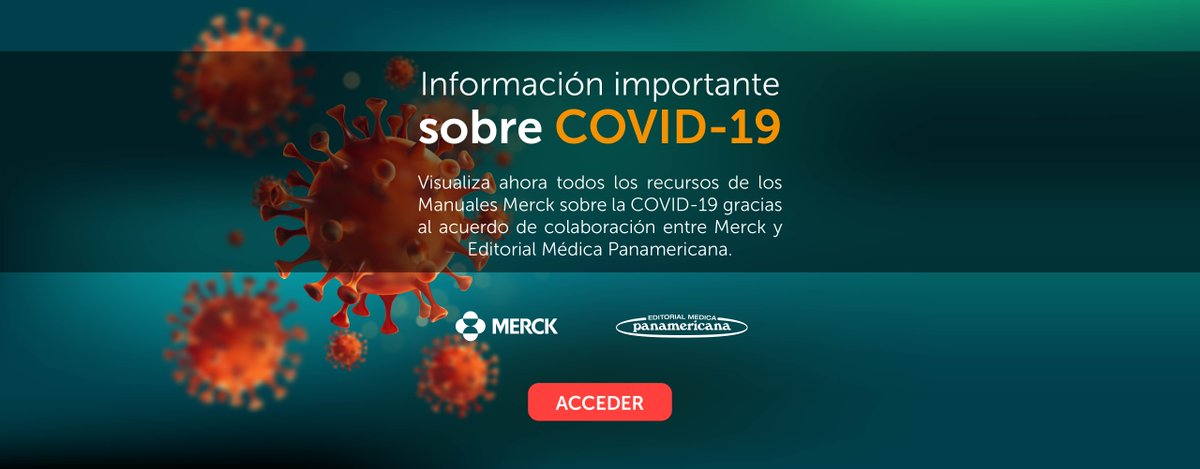 ℹ INFORMACIÓN IMPORTANTE SOBRE COVID-19:
Visualiza ahora todos los recursos de los Manuales Merck <a href="/MerckManualPro/">Merck Manual Pro</a> sobre la COVID-19 gracias al acuerdo de colaboración entre Merck y Editorial Médica Panamericana
#COVID19 #Merck #MedicaPanamericana
bit.ly/Merck_COVID19
