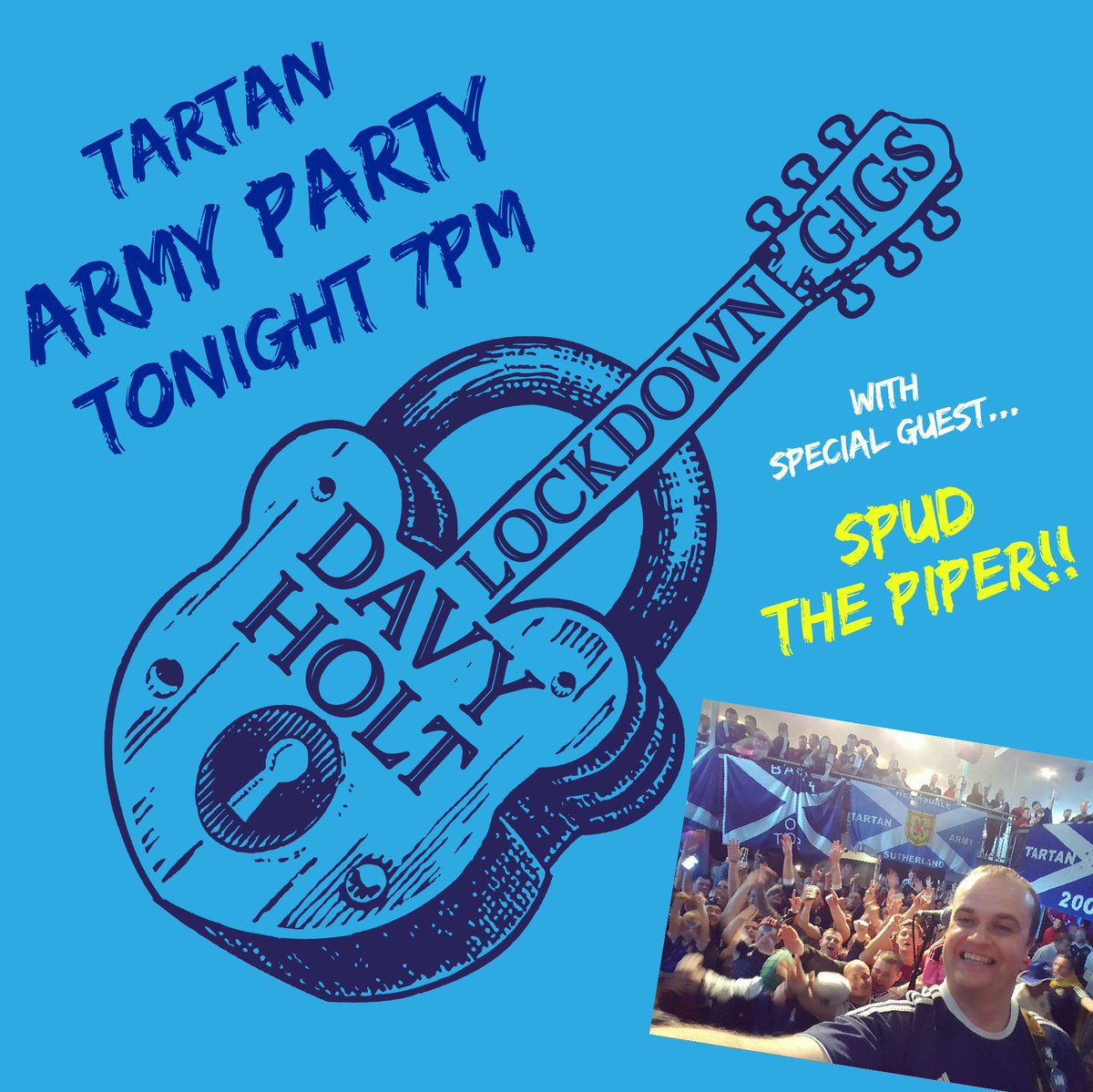 It's a <a href="/TartanArmy/">Tartan Army</a> special on tonight's episode of The Lockdown Gigs!!! I'll also be joined for a special guest appearance, from a safe social distance, by the one and only <a href="/spudthepiper/">spud the piper</a>!! Join me LIVE at 7pm on  facebook.com/thelockdowngig… 🍻⚽️🎸🥃🎤🎶

<a href="/TartanArmyGroup/">🏴󠁧󠁢󠁳󠁣󠁴󠁿 The Tartan Army 🏴󠁧󠁢󠁳󠁣󠁴󠁿</a> <a href="/ScottishFA/">Scottish FA</a>
