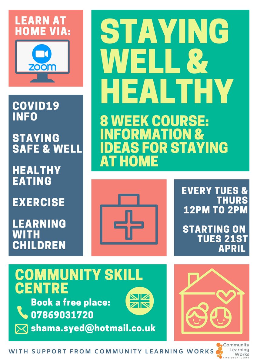 Delighted to support new phone & online #courses from Community Skill Centre helping people practice #English #languageskills & stay busy in #isolation👍Starting next week for 8 weeks. Choose from:
Drama & Film
#StayingWell
English for All

#KirkleesWelcomes #ESOL #learning