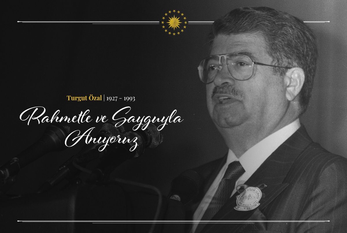 Ülkemizin gelişmesi ve ilerlemesi sürecinde büyük rol oynayan, Milletimizin gönlünde müstesna bir yere sahip olan 8. Cumhurbaşkanımız #TurgutÖzal’a vefatının 27. yıl dönümünde Allah’tan rahmet niyaz ediyor, kendisini saygıyla anıyorum.