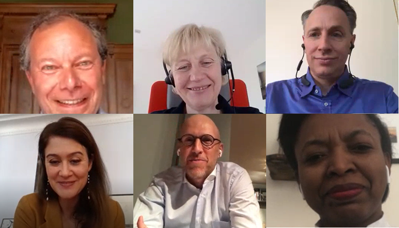AXA's tweet photo. Working from home is possible, hosting an event for colleagues too: here's a screenshot of #AXA’s leadership team adapting to the situation to talk with employees through a "Teams" Meeting... https://t.co/VCBQYO11yP