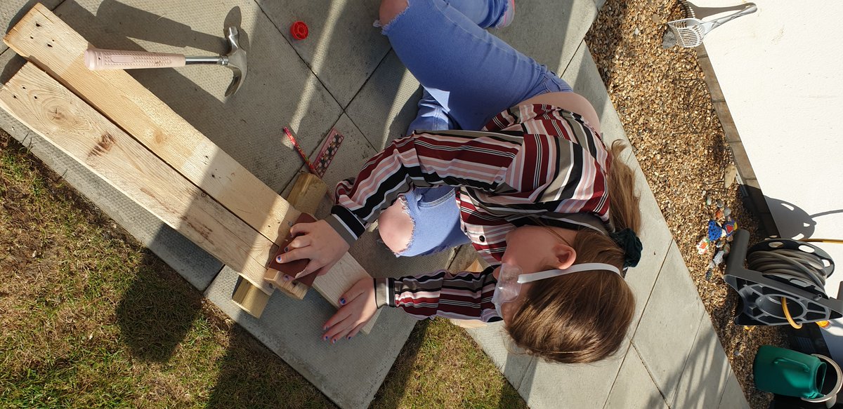 BremnerHayley's tweet photo. @LavenhamPrimary Bethany making a ramp for  her bunnies 💜 https://t.co/e29KvtRnFO