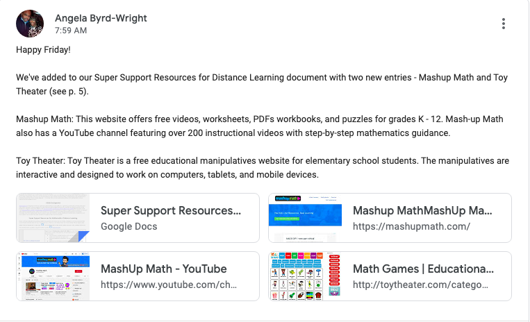 abyrdwright's tweet image. New support resources alert📢! We&apos;ve updated our Super Support Mathematics Resources for Distance Learning document in our Math Google Classroom with new entries - @mashupmath &amp;amp; @ToyTheaterGames! 
docs.google.com/document/d/1hC… 
@HamptonCSchools @HCS_TitleI @caggianojohn1 @Innovate_HCS