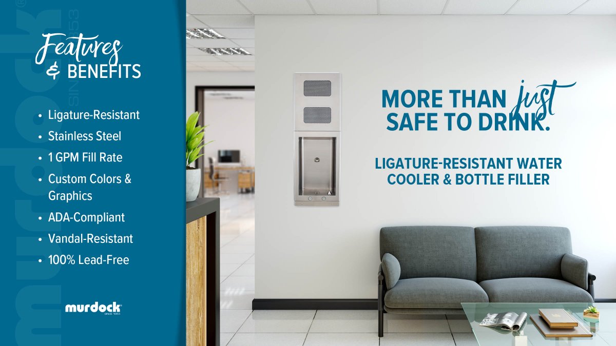 The new #MurdockMFG #LigatureResistant Water Cooler &amp; Bottle Filler is more than just safe to drink. Minimize ligature points &amp; contribute to a safer environment while also providing clean, refreshing drinking water! #educationfacilities #hydration

 bit.ly/34UjpK1