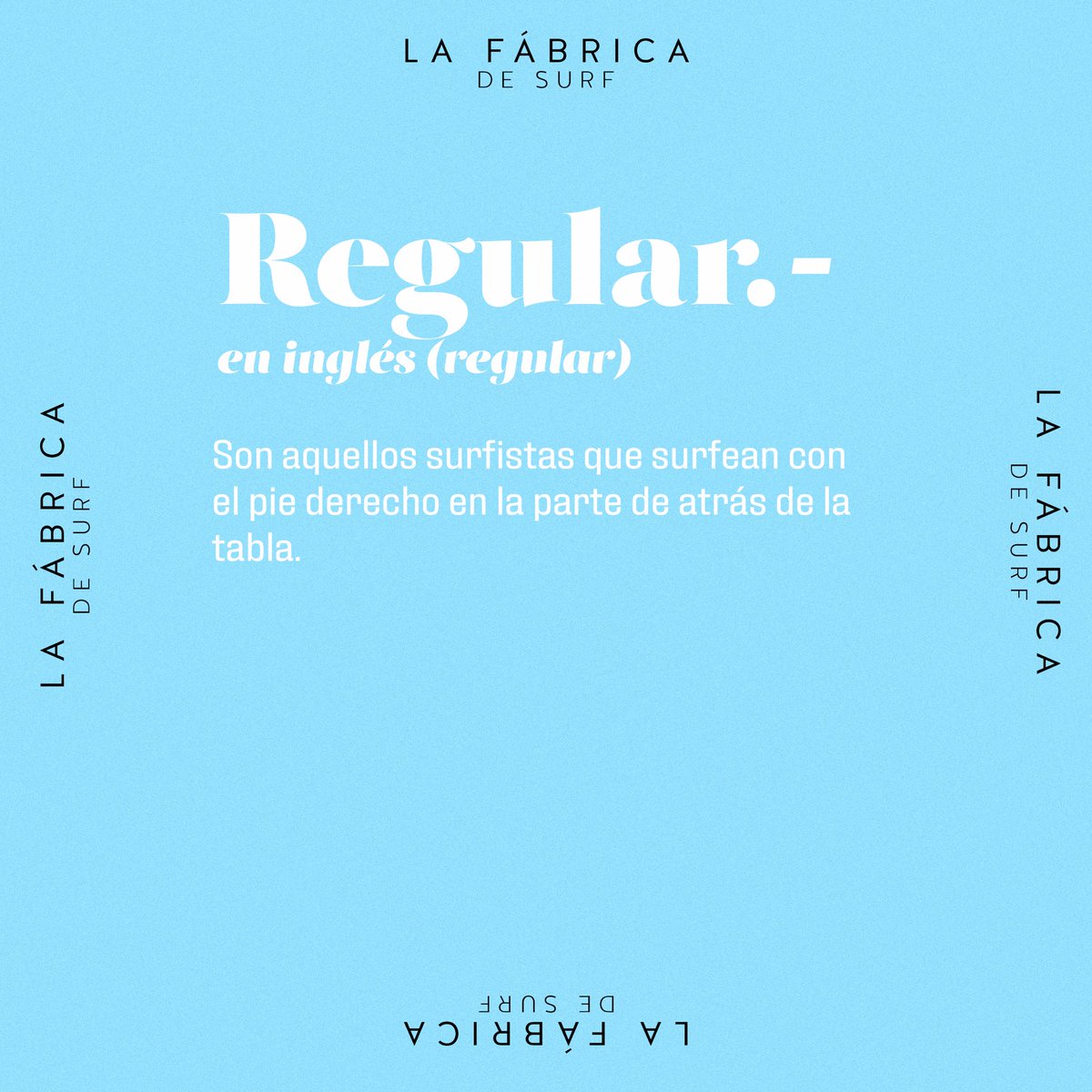 lafabricadesurf's tweet photo. 📒 @lafabricadesurf VOCABULARY📒
.
🔵Regular🔵
.
Son aquellos surfistas que surfean con el pie derecho en la parte de atrás de la tabla.
.
Y tú? Goofy o Regular?⬇️
.
.
#surfvocabulary #learnsurf #lafabricadesurf #dictionary #fabricadesurf #escuelacantabradesurf #surfschool #somo https://t.co/LP7f7ibS9o