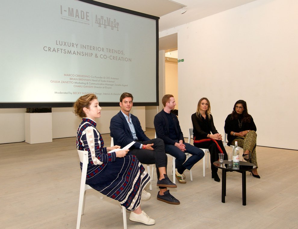 In collaboration with <a href="/artemest/">Artemest</a>, "Luxury Interior Trends, Craftsmanship &amp; Co-creation" was a panel discussion examining the increasing demand for one-of-a-kind and limited edition products.
⁣
Applications are now open for 2020 I-MADE exhibitors: i-made.co.uk