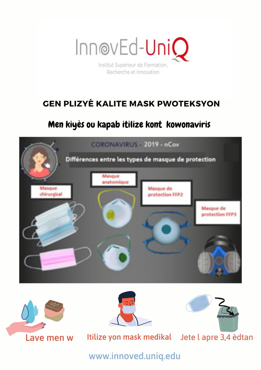 InnovEdUniQ's tweet photo. Men ki mask ou kapab itilize kont kowonaviris. https://t.co/iDDdjq2RXu