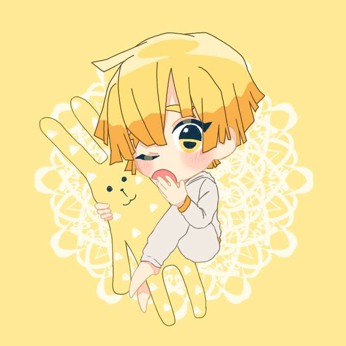 一@乗車済さんがTwitterに投稿した我妻善逸(鬼滅の刃)のイラスト。