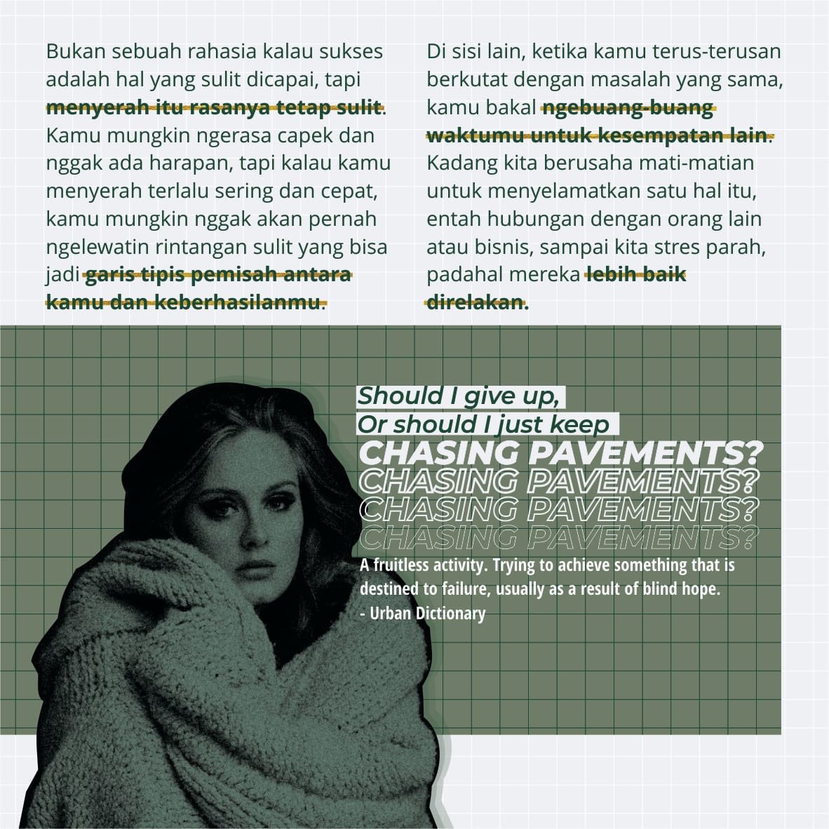 BAFESpace's tweet photo. Memutuskan untuk berhenti memang terlihat seperti tindakan untuk mengakhiri dari segala yang sudah dimulai, dan tidak jarang juga dianggap sebagai sebuah bentuk kegagalan. https://t.co/f2P2C8P68N