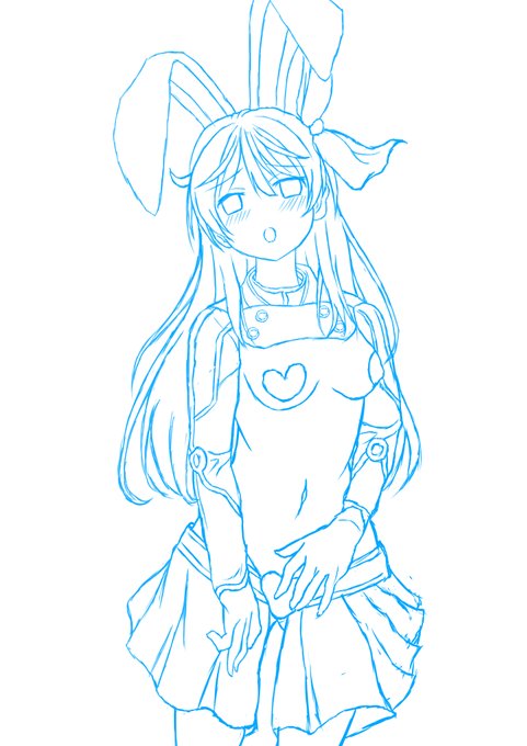 空いてる時間に今流行の逆バニーの天宮さくらちゃんのラフ画を描きました。昔やってたサクラ大戦の新シリーズがアニメ化してて、気になってました。 #天宮さくら #新サクラ大戦 