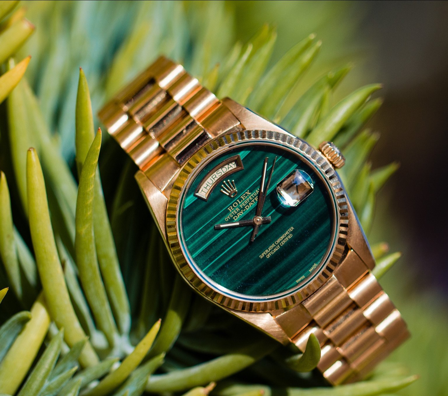 rolex day date malachite