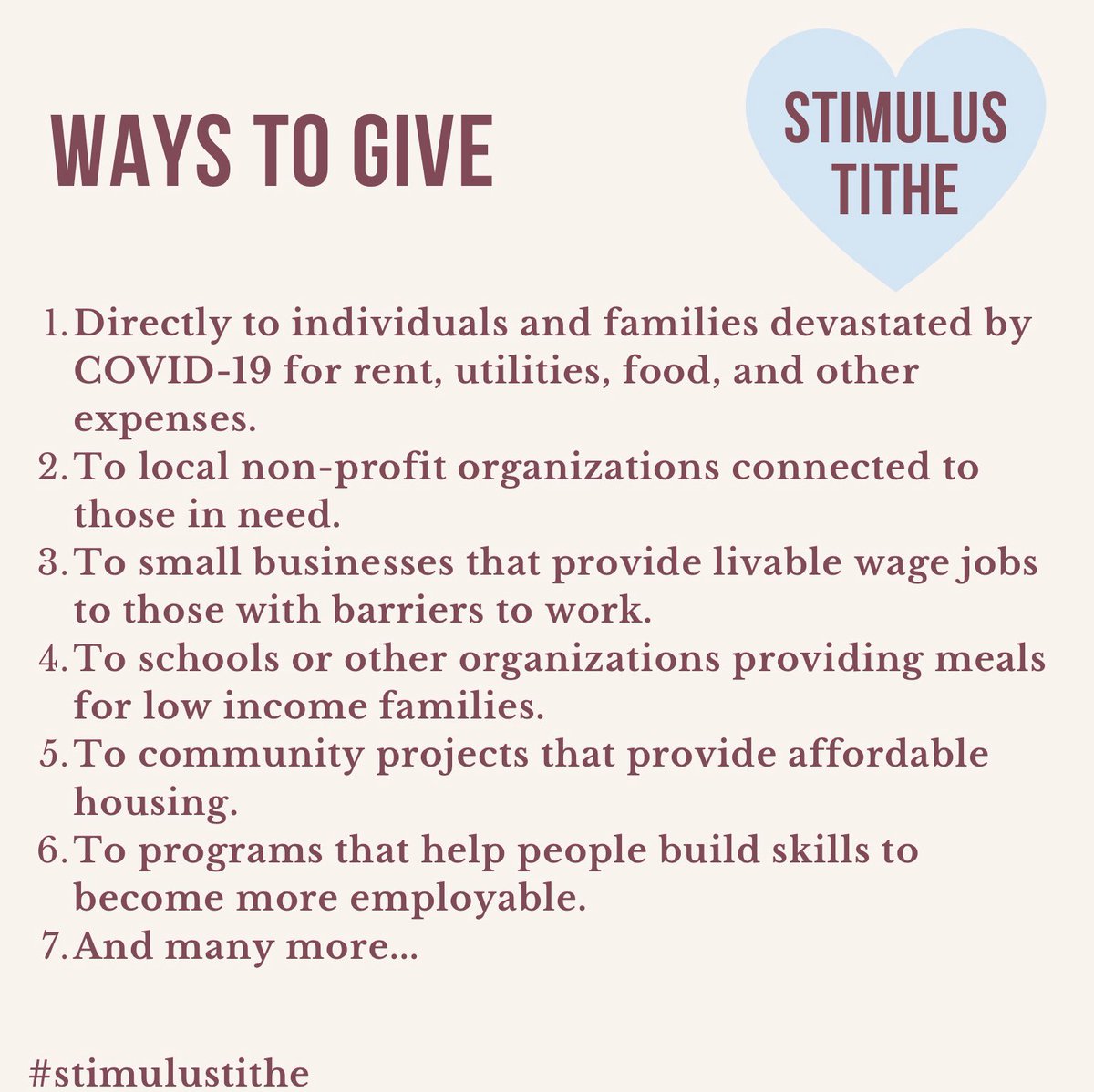 Most stimulus checks are in. Let’s be generous! #stimulustithe