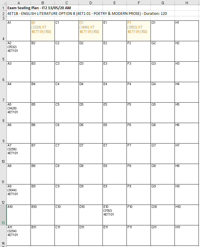 EVTamlyn's tweet image. We use our MIS to produce seating plans for exams, but the output (left) requires a lot of work to make it useful, so I'm developing an #ExcelMacro to automate the improvements. #FirstAttempt