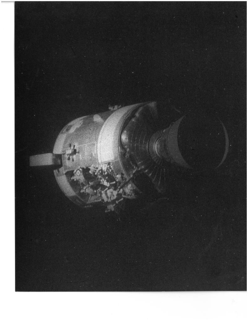 NASAhistory's tweet photo. #Apollo13NOW The crew took photographs of the service module as it floated away from the CM. This was the first time that they were able to see the damage. Jim Lovell's description says it all...
https://t.co/ZbTteMdFL8 https://t.co/tzl246yhFR