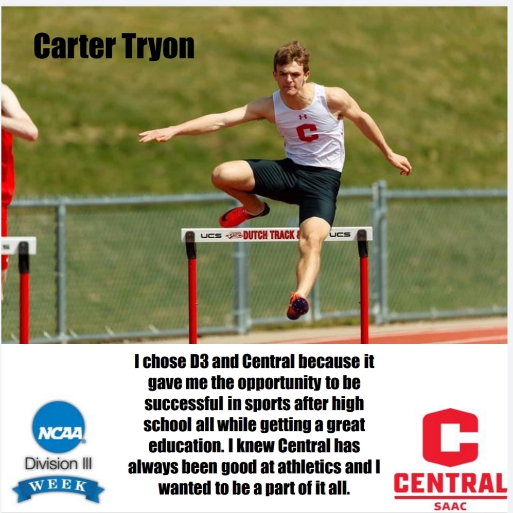 DutchSAAC's tweet image. Carter is on our leadership board and shares #whyd3 and @centralcollege ! #myd3 #D3week #goDutch #studentathlete