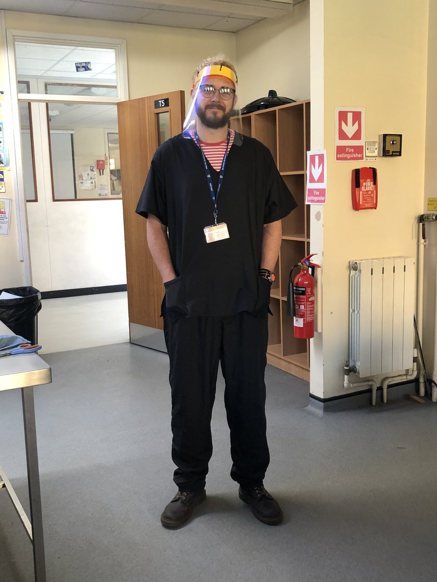 Mr Girling modelling our latest run of visors and scrubs!