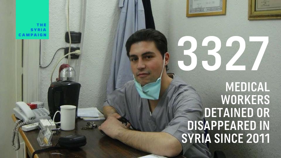 TheSyriaCmpgn's tweet photo. Families of Syrian detainees are calling for the release of 3327 medics who remain detained or disappeared by the Assad regime, and whose expertise is desperately needed in the fight against #coronavirus. 

This is Ayham Ghazoul, who was killed for his work as a doctor in 2012. https://t.co/gZRrxhviSY
