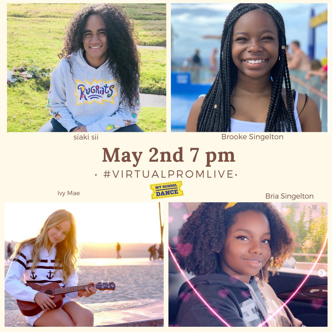 What songs 🎶 are you going to request tomorrow? Be sure to let us know and tag #VirtualpromLive 💃Saturday 7 pm PDT
#weekendvibes  Be ready for our fantastic lineup, some include:  <a href="/SiakiSii/">Siaki Sii</a> @brooke_d_singleton <a href="/BriaSingleton/">Bria Singleton</a> <a href="/ivymaemae/">yuzana tun81</a>