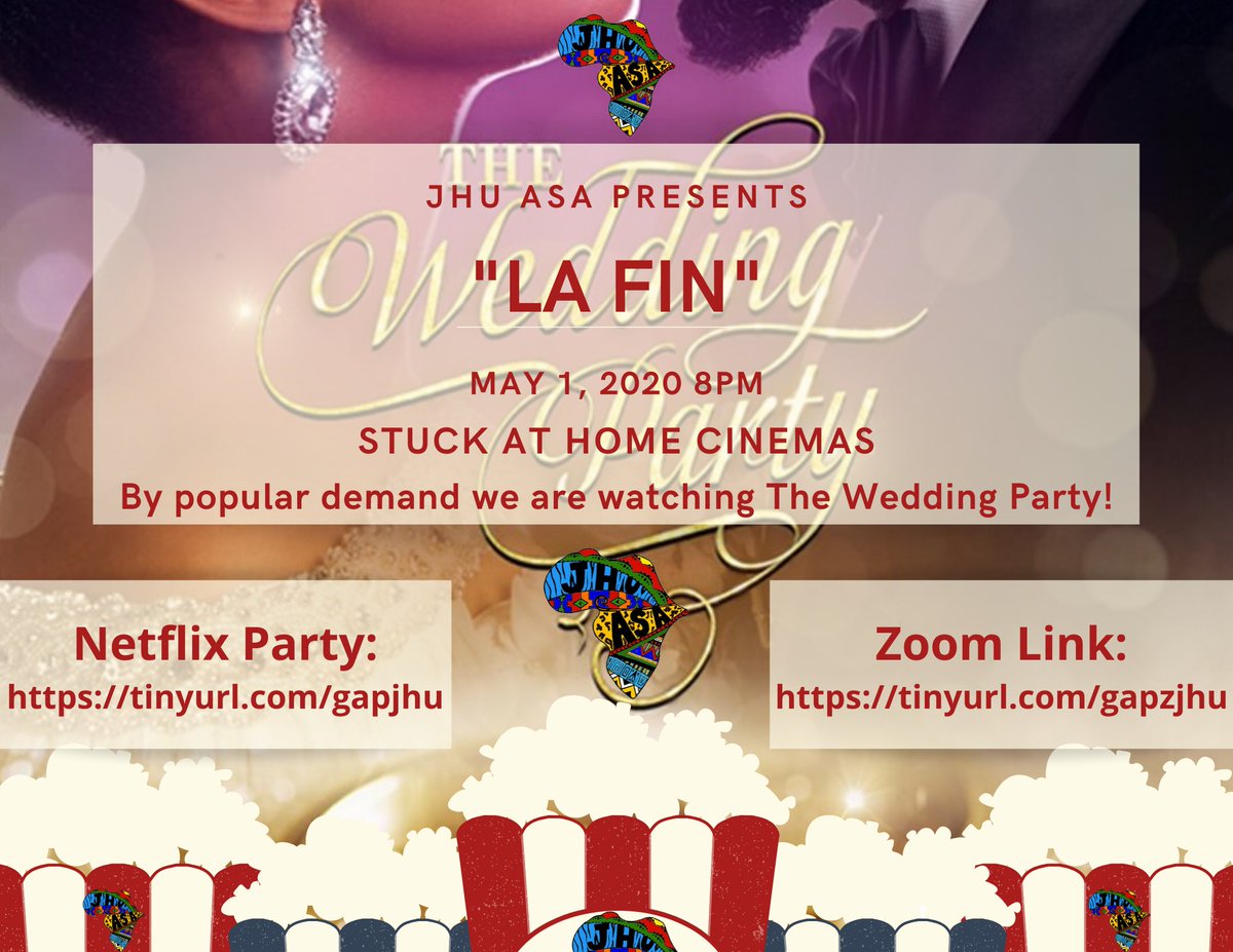 JHUASA's tweet photo. We got two options for you tonight (literally no excuse)! If you have Netflix you can join our Netflix party and if you don’t you can join the Zoom party (my personal free-vorite)! See you soon‼️ https://t.co/6dahmdqD2f