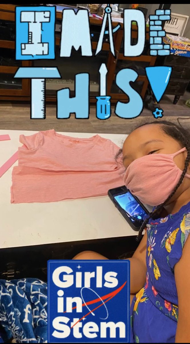 NeptuneGGrove's tweet photo. This weekโs STEM activity was to design and make your own mask. Way to go Nylah! It looks like you could start your own business ๐ท #girlsinstem #kidengineer @Neptune_STEM @NeptuneSchools @TamiCrader https://t.co/7TaDQyfibR