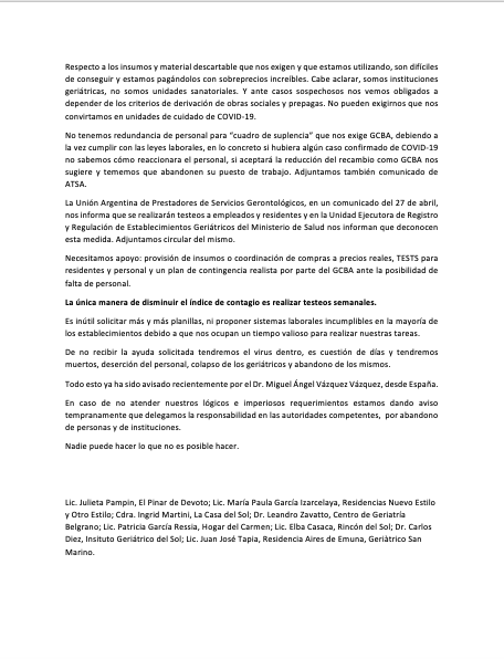 RedGeriatricos1's tweet photo. Nos encontramos juntos ante la pandemia, pero en absoluta soledad.
@alferdez
@ginesggarcia
@horaciorlarreta
@FernanQuirosBA @gcba
@casarosada
@msalnacion
@diegosantilli
@agenciatelam
@todonoticias
@AmericaTV
@telenoche
#MayoresCuidados #GeriatricosCABA https://t.co/HsySWzYeQg