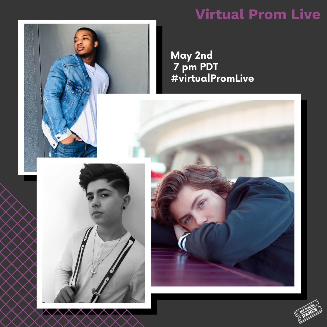 Have you had a chance to see who is coming to your #VirtualPromLive tomorrow? Check out some of our Vip Guests: <a href="/Jalenparker23/">Jalen Parker</a> <a href="/tarikellinger/">Tarik Ellinger</a> <a href="/FritcherKaydin/">kaydin fritcher</a>
Be sure to let us know who your favorite guest was by liking this post and Following <a href="/virtualpromlive/">Virtual Prom Live</a>