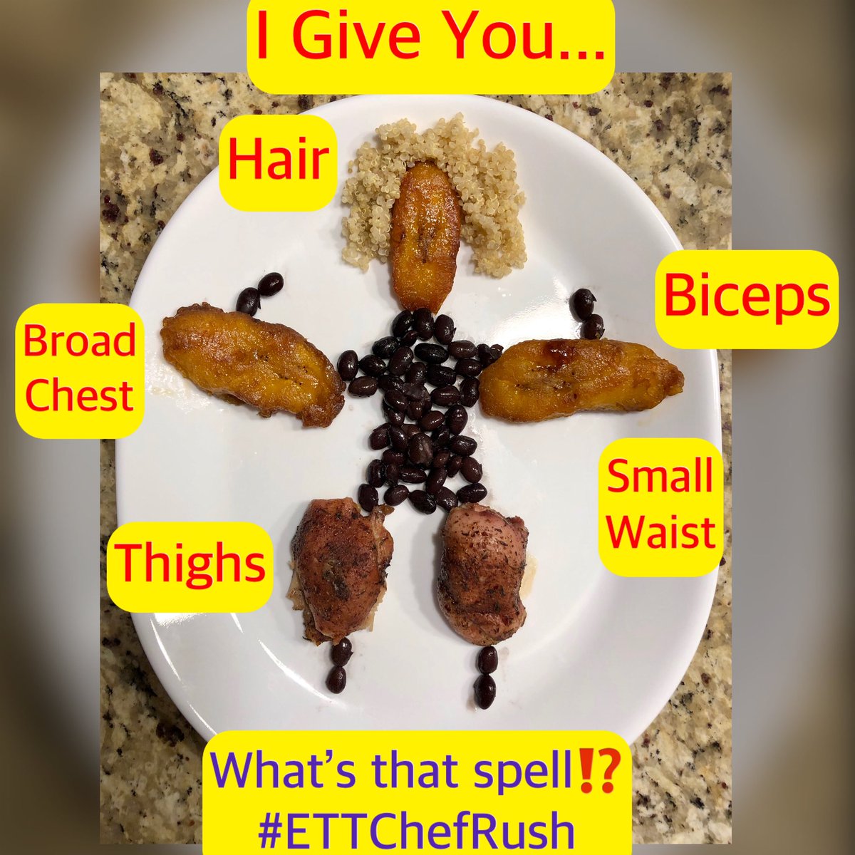 Born with a passion, to change lives thru fitness 💪🏼
Restless spirit, a need for #ScienceOfChange ♻️
I give you ~
Jamaican chicken
Quinoa
Black Beans
#3Ingredients #QuarantineCuisine
What’s that spell🕺🏼#ETTChefRush
<a href="/ErictheTrainer/">ᴇʀɪᴄ ᴛʜᴇ ᴛʀᴀɪɴᴇʀ</a> <a href="/realchefrush/">Chef Andre Rush</a> #DefLeppard 🎶