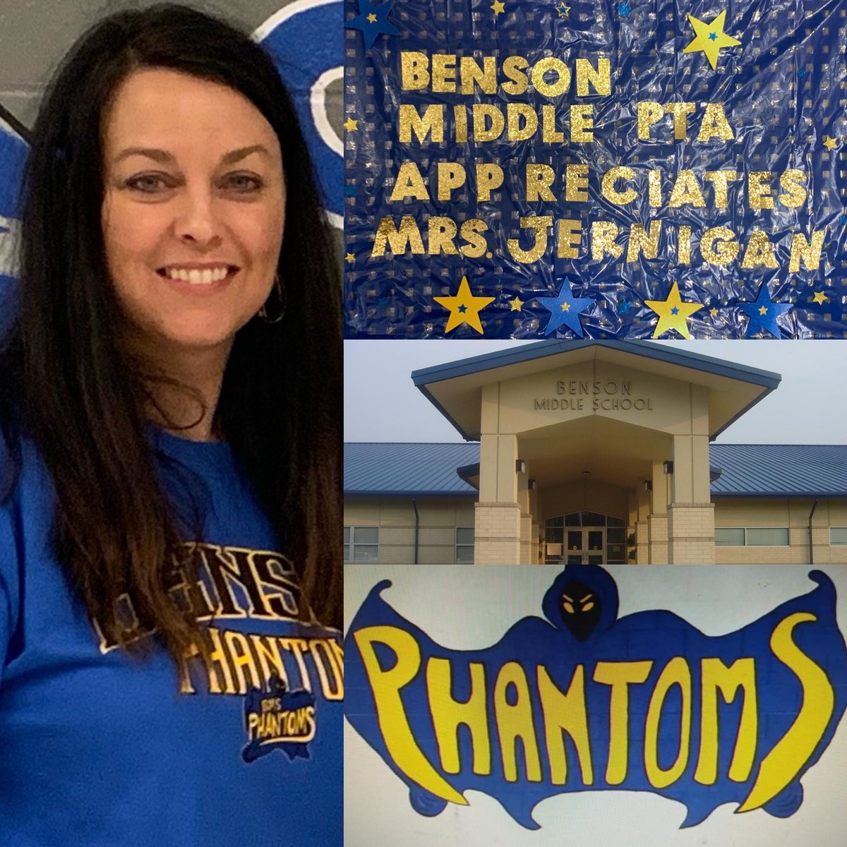 Happy National Principal’s Day Mrs. Jernigan! Benson Middle PTA appreciates your support, &amp; dedication. We all know you spend many hours at school and away from school pouring so much of your heart and soul in to doing things for the Phantom Phamily!💙💛
<a href="/djune06/">Dana Jernigan</a>