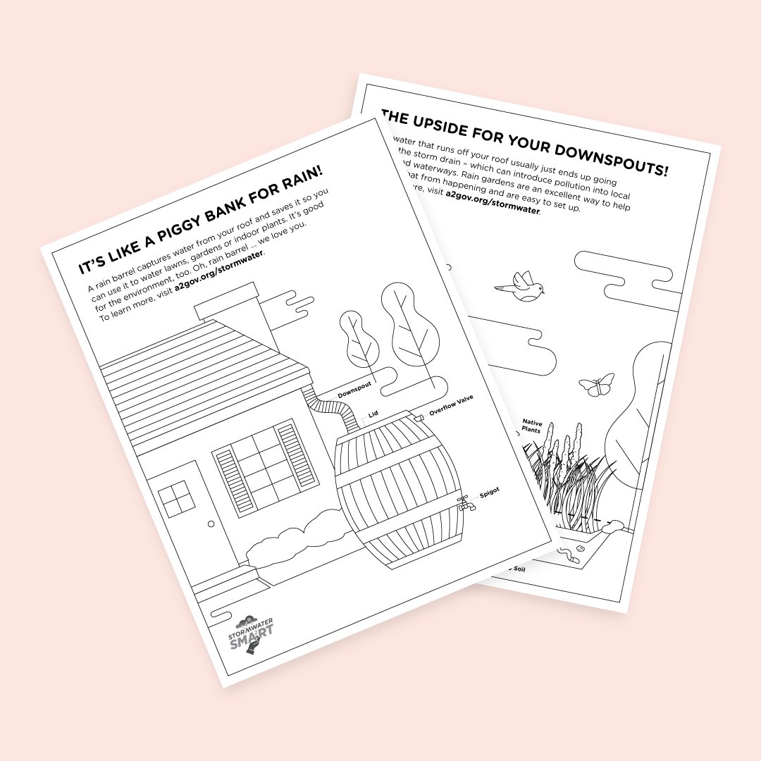 A2GOV's tweet image. Take full advantage of rainwater while protecting local rivers by building rain garden! These gardens are great at filtering water &amp;amp; recharging groundwater. Learn more about rain gardens with our fun &amp;amp; informative coloring page. Download it at a2gov.org/storm. #SpringDIY