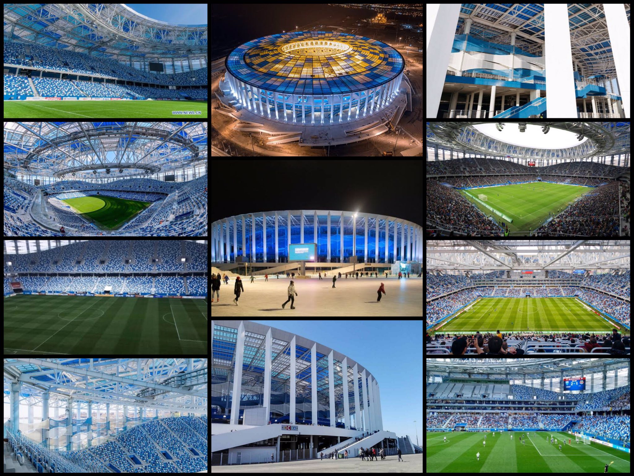 蓮 ロシアw杯でも使用されたニジニ ノヴゴロドスタジアム 内外ともにめっちゃ綺麗だなあ 経費節減の煽りを受けて簡素な構造になってはいるけど デザイン性の高さは損なわれていない