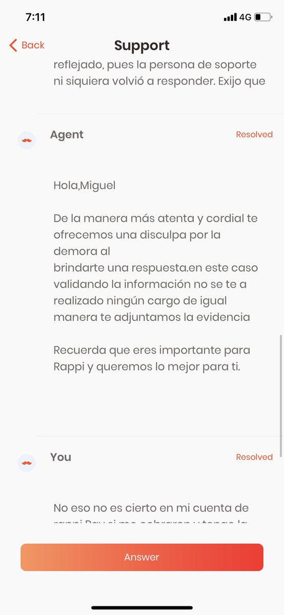 miguelossa2's tweet photo. @RappiColombia para peor de colmos el estado de mi petición marca como resuelto, la ineficiencia del servicio no puede ser peor. Adjunto foto de que SI ME COBRARON EL PEDIDO QUE NUNCA RECIBÍ, a pesar que su agente de servicio al cliente diga que no fue así. https://t.co/Xk78QWjGNU