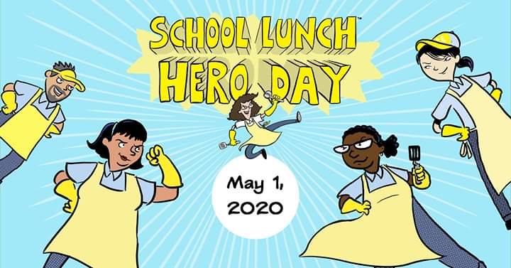 HAHCheetahClub's tweet photo. School Lunch Hero Day. A Hight Cheetah made a sign to thank our Nutrition Services staff for their amazing support &amp; hard work. Catch the cute wave in the background? 💜💛💜🐾🐆

Check out the spread received for today's meals and this weekend! Thank you, @NatomasUSD &amp; staff! https://t.co/y2IguRWcP2