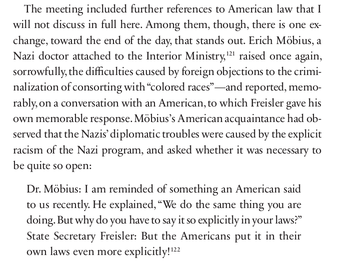 At a meeting of Nazi lawyers on June 4, 1934, the transcript shows the lawyers were quite familiar with American "Jim Crow" laws. James Whitman quotes from this transcript in "Hitler’s American Model: The United States and the Making of Nazi Race Law."  https://www.theatlantic.com/magazine/archive/2017/11/what-america-taught-the-nazis/540630/