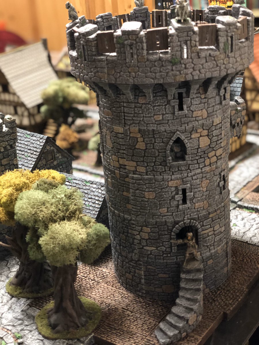 chopperwalker's tweet photo. Tower of the Moon in Highbridge, overlooking the library and the Sage Market square.  (A construct-a-castle large tower, a breakout kit, some city builder stuff and 4 Ground buildings) #WinDF https://t.co/G7kWSeNfv1