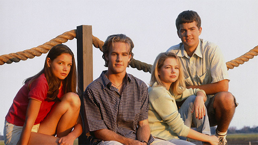 Dawson's Creek (1998)Average age gap: 3.75Dawson (16) - James Van Der Beek (21)Joey (16) - Katie Holmes (20)Pacey (16) - Joshua Jackson (20)Jen (16) - Michelle Williams (18)Not bad. It got a lot worse in S2 when they added 27y old Kerr Smith and 30y old Meredith Monroe ;)