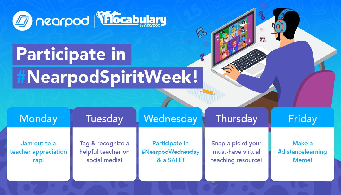 ✨ 🎉  #TeacherAppreciation is important now more than ever! We are launching #NearpodSpiritWeek with <a href="/Flocabulary/">Flocabulary</a> to celebrate! 🎉✨

💙 Don’t miss out! Retweet to let others know! 💙