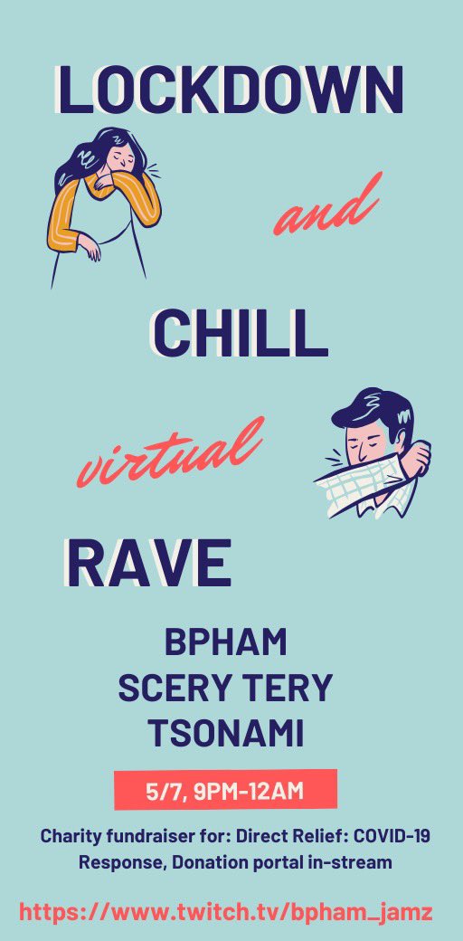 Hi everyone, it’s happening and I got 2 others to join me! I’ve also decided to make this a charity stream. There will be a portal in stream where you’ll be able to donate directly to a verified COVID relief charity. Details in the flyer. Also considering moving and cutting.. 1/2