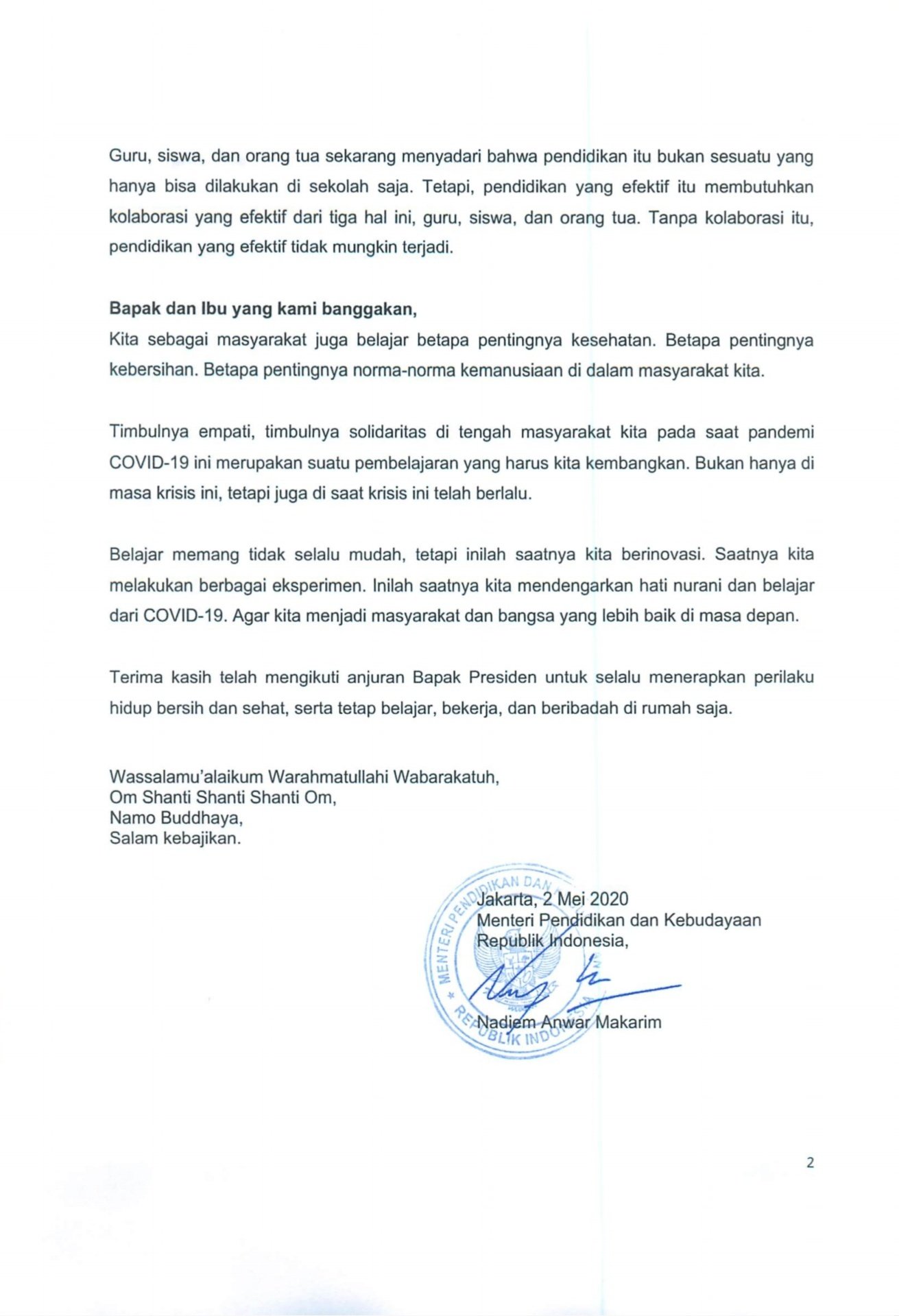 Merdekabelajar On Twitter Berikut Pidato Menteri Pendidikan Dan Kebudayaan Nadiem Anwar Makarim Pada Peringatan Hari Pendidikan Nasional Tahun 2020 Pidato Dapat Diunduh Di Laman Https T Co Kgyrq2dlyw Hardiknas2020 Belajardaricovid19 Https T