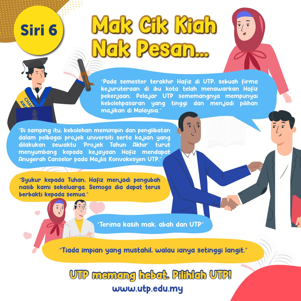 UTPOfficial's tweet photo. Ikuti 6 Siri Kisah Mak Cik Kiah sepanjang Perintah Kawalan Pergerakan ini. 
#cegahcovid19 
#kitajagakita    
#dudukdirumah    
#UTPinMe https://t.co/YoPiNLDg6o