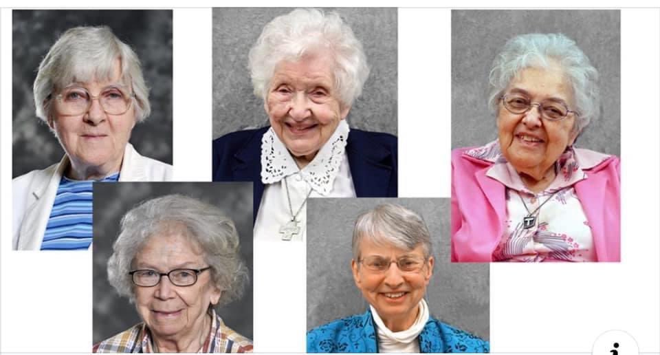 Names & faces of the Nuns at the Our Lady of Angels Convent in Wisconsin who passed as a result of coronavirus, Sister Mary Regine Collins, Sister Annelda Holtkamp, Sister Bernadette Kelter, Sister Mary Francele Sherburne & Sister Marie June Skender. Rest In Peace teachers/nuns.