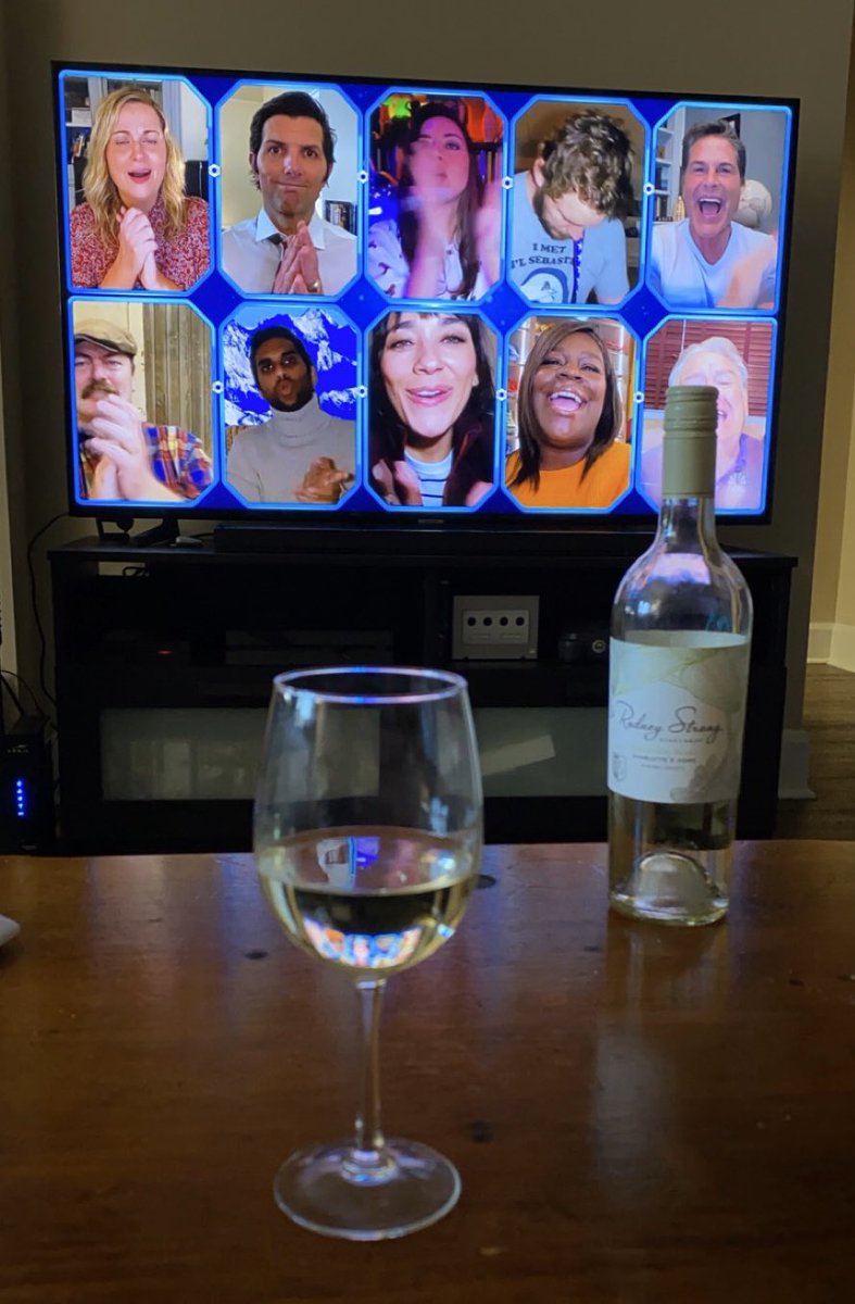 gretch_fetch_'s tweet image. Parks &amp;amp; Rec + wine saving my soul during quarantine. #ParksAndRecreation #ButWhereIsJerryGarry