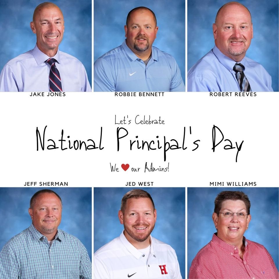HHSMountaineers's tweet photo. We can't let today come to close without giving a big Mountaineer shout out to our awesome Principals! We're celebrating each of them today and all that they do for HHS. #VirtuallyNeer #BCSrocks #CareLoveService https://t.co/yF4WKidcof