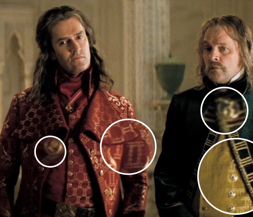 BeneGesserwitch's tweet photo. Holy shit!! The princes’ numbers are in their costumes!!???? And I thought it was impossible to love this movie even more 😭😭😭 #Stardust2007
(Quartus and Sextus were too hard to find a good pic of but LOOK QUINTUS. The X numerals are embroidered with little 5s 😱) https://t.co/8iG5HHUjFB