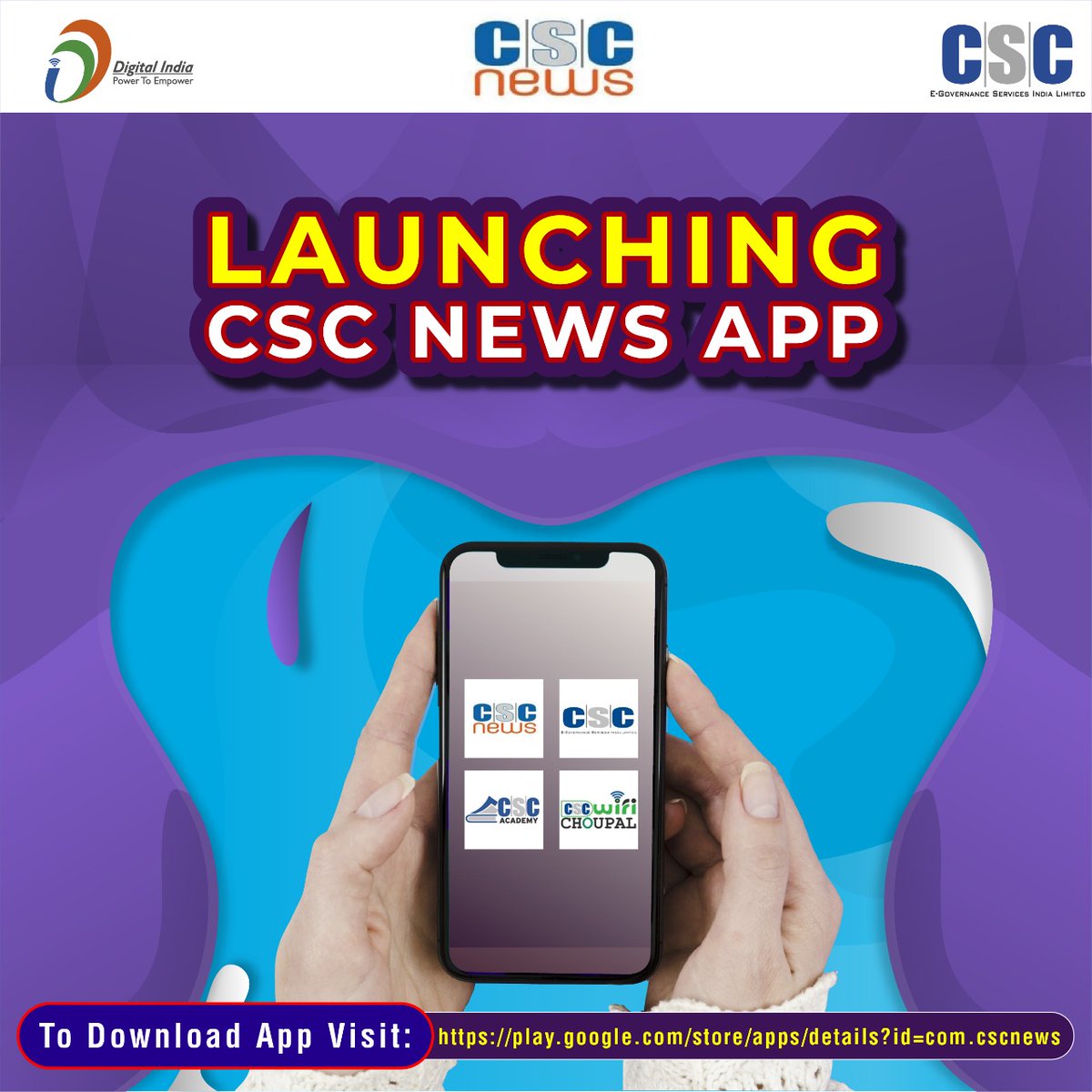 CSCegov_'s tweet photo. Launching #CSC NEWS APP!!

To Download App Visit: https://t.co/MLSKfybCEF

#CSCNewApp #DigitalIndia #TransformingIndia #ThursdayThoughts #ThursdayMotivation #app https://t.co/MX715vcPeJ