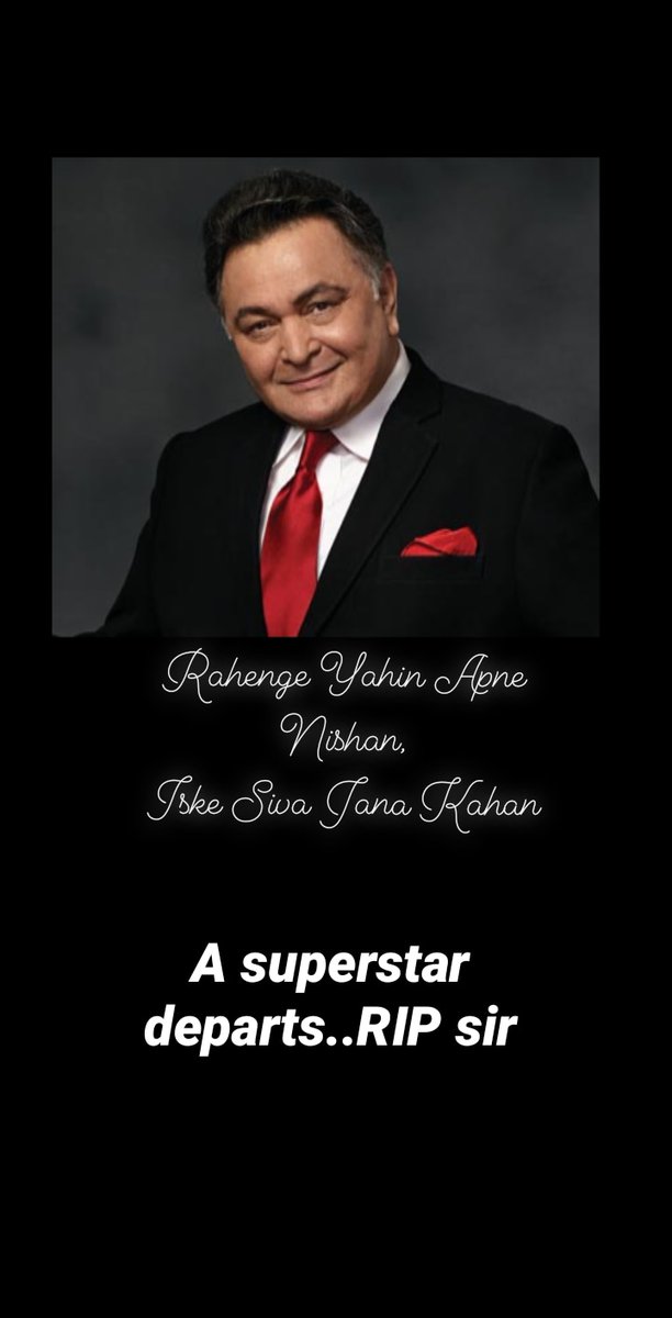 Indian Film Industry will definitely have a tough time bearing such big losses.
Rest in Peace, Sir. Your contribution to Indian cinema is unforgettable. Prayers for the whole family. #rishikapoor 
<a href="/chintskap/">Rishi Kapoor</a>