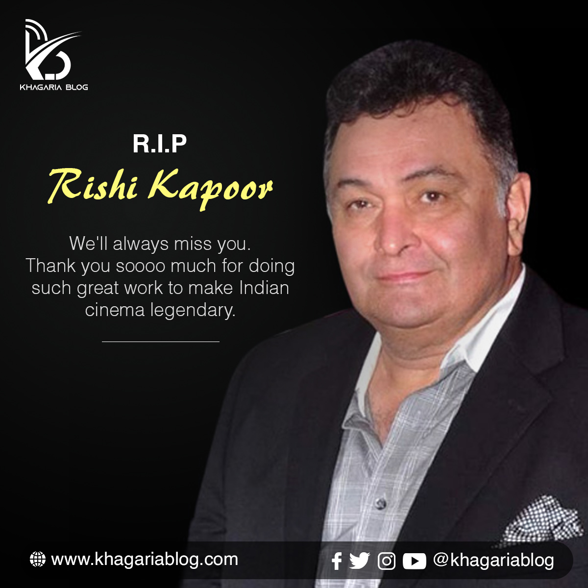 Another film legend passes away... Heartfelt condolences to his family
<a href="/chintskap/">Rishi Kapoor</a>
#RishiKapoor #riprishikapoor #actor #film #filmygyan #filmfare #kapoor #kapoorfamily #lagend #bollywood #nsd #love #romance #hero
