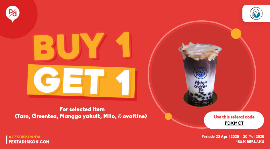 pestadiskoncom's tweet photo. Mau yang manis manis, mending minum Manja Cheesetea aja. Kali ini ada promo dari Manja Cheesetea Tangerang lho. Promo buy 1 get 1 untuk varian rasa Taro, Greentea, Mangga Yakult, Milo &amp; Ovaltine. Promo mulai 20 April - 20 Mei 2020. Buruan #cekdiskonnya di https://t.co/A5n3Piw7Tf https://t.co/GPPsN9Obxl