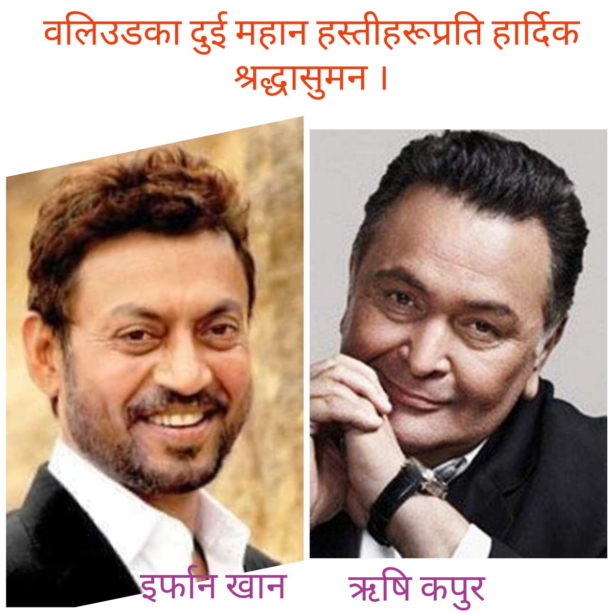 1976Indra's tweet photo. Shocked to hear of the demise of Irrfan Khan and Rishi Kapoor, exceptional actors. May their work always be remembered and their soul rest in peace. https://t.co/B0FNES5V53